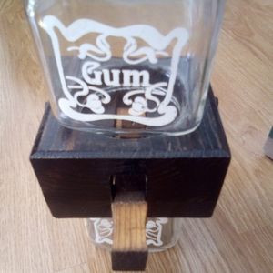 Homemade glass & wood gumball dispenser 1980s